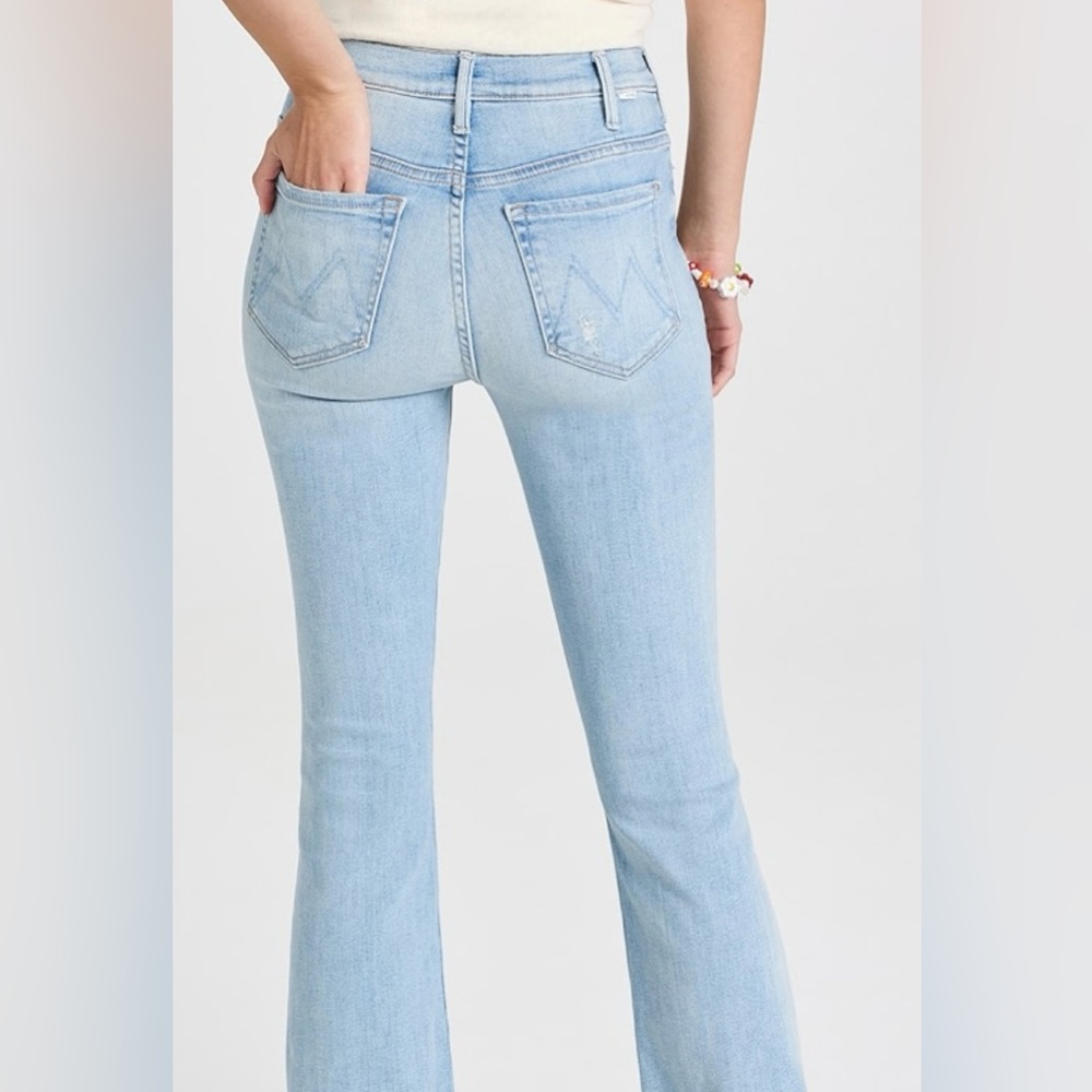 Light Blue Mother jeans, The Hustler Ankle Chew